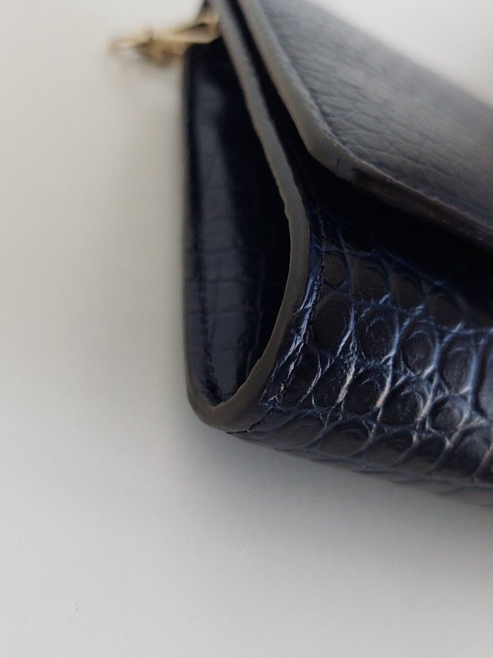 Jimmy Choo Varenne Navy Blue Croc Clutch Bag - Picture 14 of 17